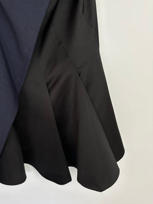 Christian Dior Vintage Black and Navy Silk Pannelled Strapless Midi Dress Size FR 38 (UK 10)