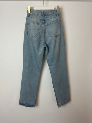 Reformation Light Blue Straight Fit Jeans with Distressed Pocket Detailing Size 24 (UK 6)