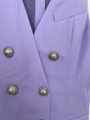 Balmain Lilac Gilet Double Breasted Dress with Silver Buttons Size FR 38 (UK 10)