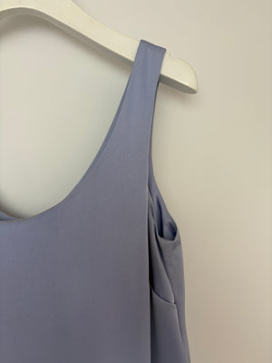 Nadine Merabi Lilac Satin Sleeveless Mini Dress With Feather Hem Detail Size Small (UK 8)