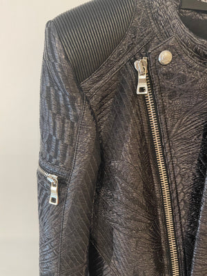 Balmain Black Metallic Textured Jacket with Silver Buttons Size FR 38 (UK 10)