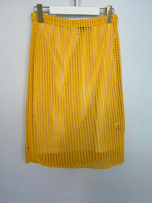 Prada Yellow Crochet Knitted Top and Skirt Set Size IT 38 (UK 6)