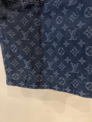 Louis Vuitton Denim Mini Sleeveless Dress with Patchwork Monogram Details Size FR 40 (UK 12)