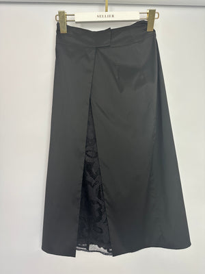La Perla Black Midi Skirt with Lace Slip Detail Size IT 40 (UK 8)