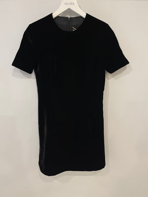 Saint Laurent Black Velvet Short-Sleeve Mini Dress Size FR 34 (UK 6)