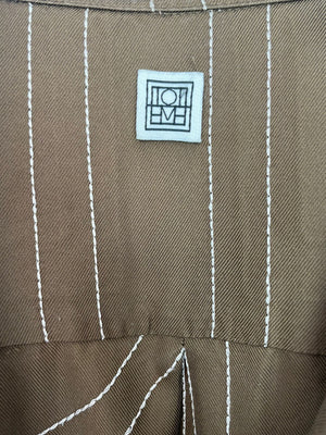 Toteme Brown Monogram Silk Shirt and Shorts Set Size DK38 (UK12)
