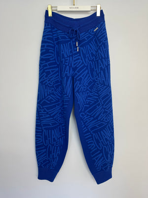 Chanel 21N Electric Blue Cashmere Jogging Bottom with Logo Detail Size FR 44 (UK 14) RRP £2,370