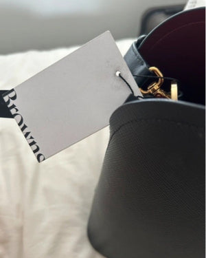 Prada Black Saffiano Leather Bag With Gold Hardware and Cross-Body Strap