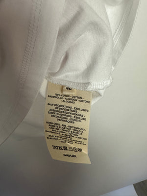 Hermes White Cotton T-Shirt with Embroidered Pocket Detail Size FR 40 (UK 12)