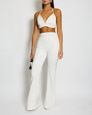 Nadine Merabi White Bra Top with Silver Rhinestone Embellishment Size S/M (UK 8/10)