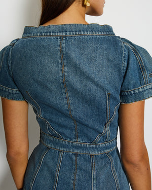 Alexander McQueen Denim Blue Mini Dress with Button Details Size IT 42 (UK 10) RRP £1,195