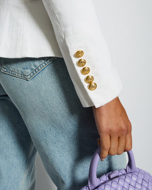Balmain White Cotton Classic Blazer Jacket with Gold Buttons Size FR 42 (UK 14) RRP £2,200