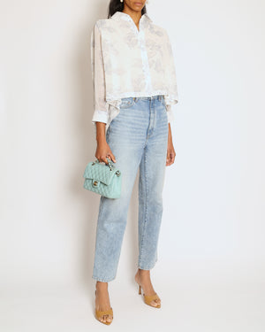 Loewe x Paula's Ibiza White and Blue Parrot Print & Shirt with Back Slit Detail Size FR 32 (UK 4)
