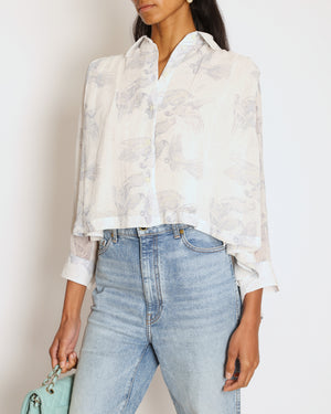 Loewe x Paula's Ibiza White and Blue Parrot Print & Shirt with Back Slit Detail Size FR 32 (UK 4)