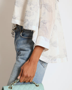 Loewe x Paula's Ibiza White and Blue Parrot Print & Shirt with Back Slit Detail Size FR 32 (UK 4)