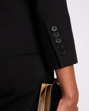 Saint Laurent Black Blazer with Crystal Lapel Trim Detail Size FR 36 (UK 8)