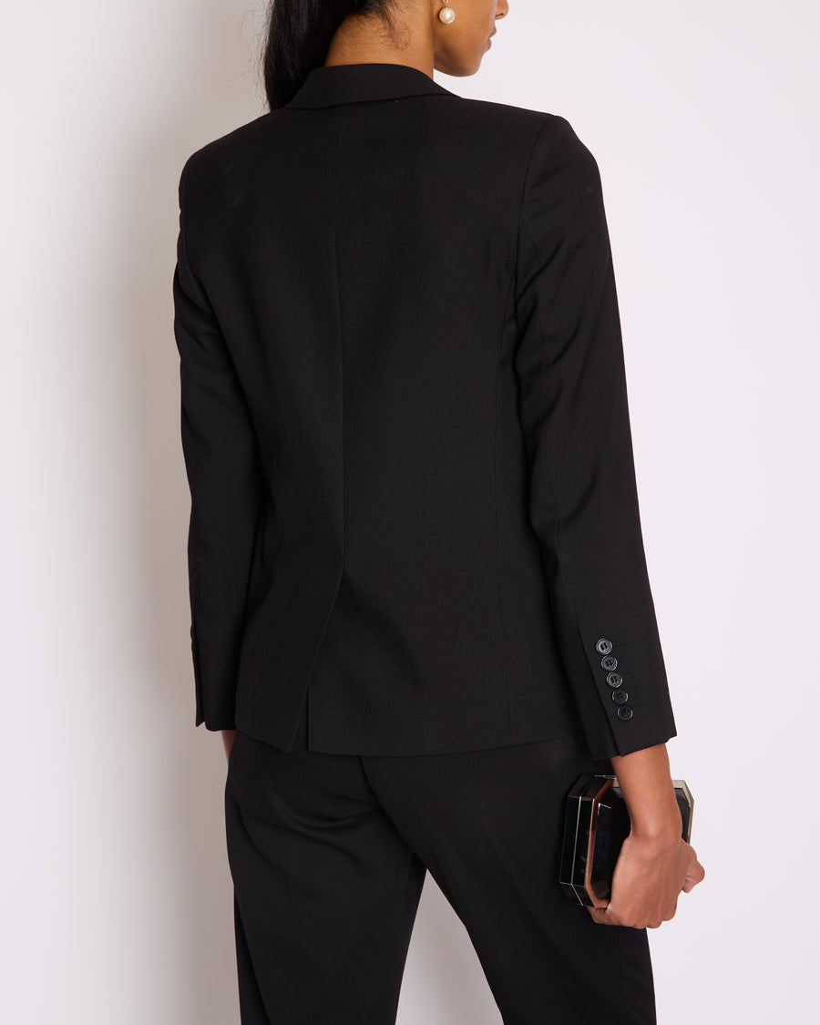 Saint Laurent Black Blazer with Crystal Lapel Trim Detail Size FR 36 (UK 8)