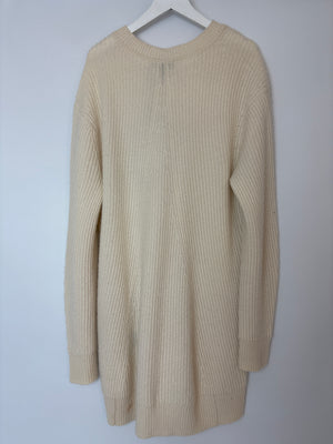 Rag & Bone Cream Round Neck Long-Line Knitted Jumper Size S (UK 8)
