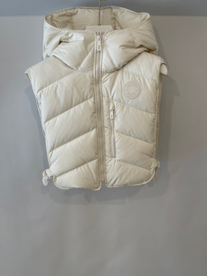Hermès White Sleeveless Cropped Puffer Jacket with Logo Detail Size FR 38 (UK 10) RRP £2,400