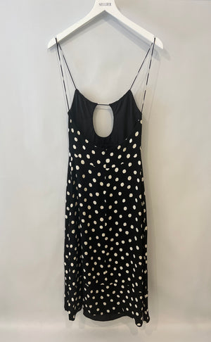 Saint Laurent Black and White Polka Dot Midi Dress with Cut Out Detail Size FR 34 (UK 6) RRP £2,150
