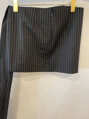 Magda Butrym Black Striped Mini Skirt with Rose Appliqué Detail Size FR 34 (UK 6) RRP £700