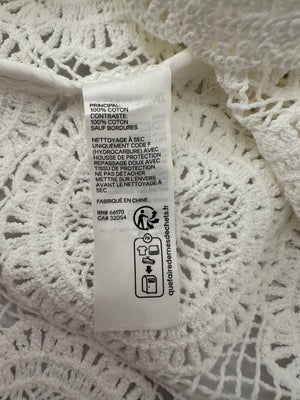 Zimmermann White Crochet Long Sleeve Sheer Mini Dress Size 0 (UK 8)