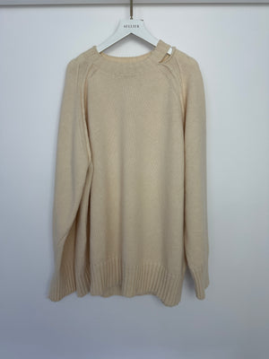 Rohe Cream Merino Wool & Cashmere Jumper with Cutout Detail Size 38 (UK 6)