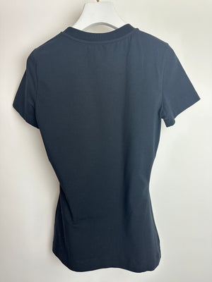 Alexander McQueen Black Cotton Round Collar T-Shirt with Logo Size IT 38 (UK 6)