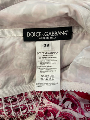 Dolce & Gabbana White and Pink Printed Sleeveless Maxi Dress Size IT 38 (UK 6)