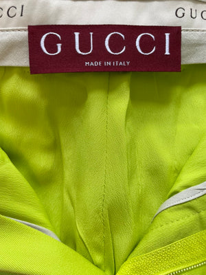Gucci Lime Green Wool Shorts & Jacket Set With Silver Logo Detail Size IT 38/40 (UK 6/8)