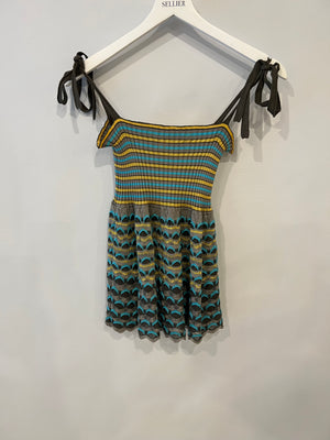 M Missoni Grey, Yellow and Blue Knit Cardigan and Top Chevron Set Size IT 44 (UK 12)