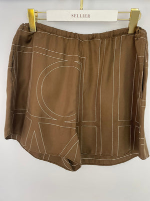 Toteme Brown Monogram Silk Shirt and Shorts Set Size DK38 (UK12)