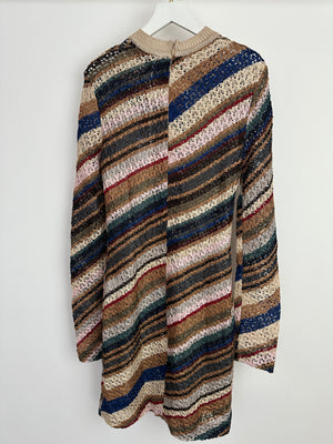 Missoni Brown Crochet Long Sleeve Dress Size IT 40 (UK 8)
