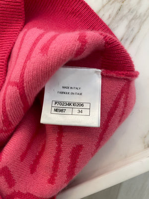 Chanel 21N Hot Pink Cashmere Cropped Top with Logo Details Size FR 34 (UK 6)