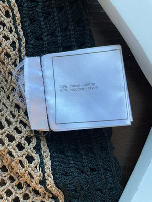 Chanel 03/P Brown Crochet Knitted Long Line Cardigan with Black Trim Detail Size FR 40 (UK 12)
