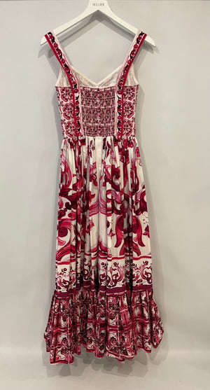 Dolce & Gabbana White and Pink Printed Sleeveless Maxi Dress Size IT 38 (UK 6)