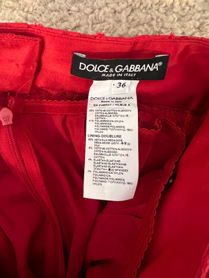 Dolce & Gabbana Red Lace Maxi Skirt Size IT 36 (UK 4)