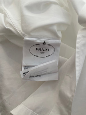 Prada White Long Sleeve Shirt With Logo Plaque Detail Size IT 40 (UK 8) RRP £900