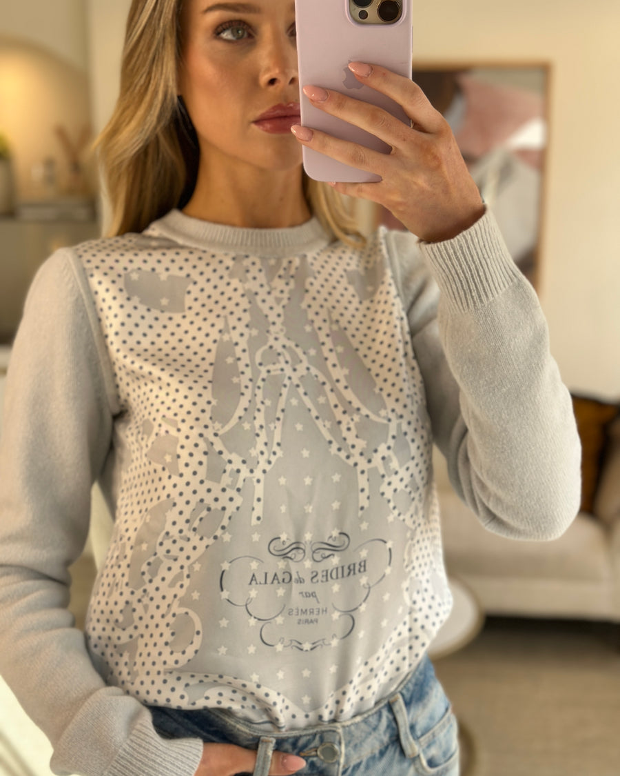 Hermès Blue Bride De Gala Cashmere Jumper Size FR 36 (UK 8)