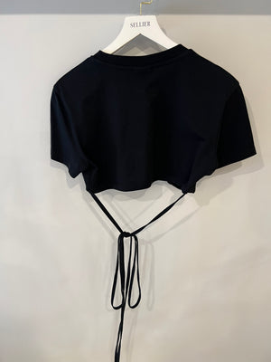 Jacquemus Black Cropped Le T-Shirt Baci with Strings Detail Size M (UK 10)