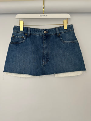 Miu Miu Denim Mini Skirt with Logo Detail Size IT 38 (UK 6)