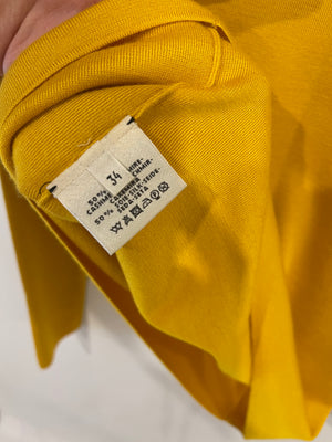 Hermès Yellow Silk and Cashmere High Neck Jumper with Embroidered Logo Size FR 34 (UK 6)