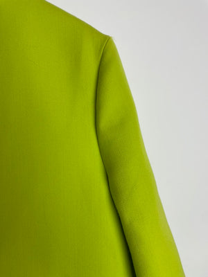 Gucci Lime Green Wool Shorts & Jacket Set With Silver Logo Detail Size IT 38/40 (UK 6/8)