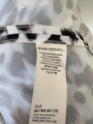 Versus Versace Black, White Leopard Print Dress with Gold Pin Detail Size IT 38 (UK 6)