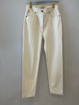 Fendi White Denim Jeans with FF Logo Detail Size IT 42 (UK 10)
