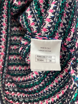 *FIRE PRICE* Chanel Pink, Black Metallic Green Mid-Sleeve Top FR 38 (UK 10)