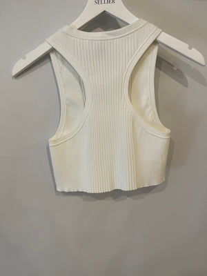 Louis Vuitton White Sleeveless Cropped Top with Logo Chain Detail Size S (UK 8) RRP £880
