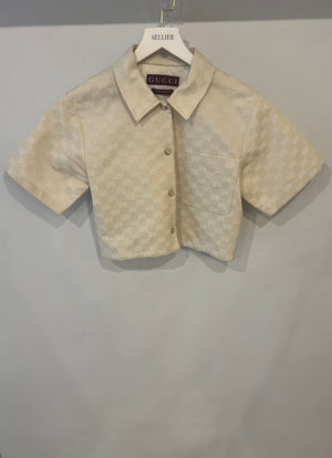 Gucci Cream Gabardine GG Logo Top and Short Set Size IT 36 (UK 4) RRP £1,660