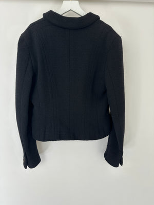 *FIRE PRICE* Chanel 02A Black Wool Jacket with Zips on The Sleeves & Leather Buttons Size FR 42 (UK 14)