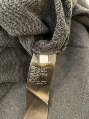 Balenciaga Black Distressed Hoodie with BB Logo Details Size S (UK 8)